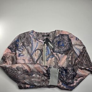 Zeagoo Women's Paisley Blazer - Pink‎ and Blue